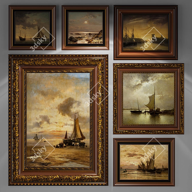 Classic Style Square Frame Art 3D model image 4