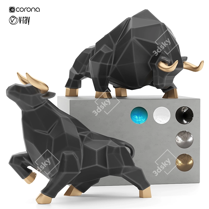 Bull Sculpture 3D Model for Renders 3D model image 1