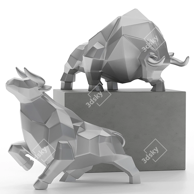 Bull Sculpture 3D Model for Renders 3D model image 4