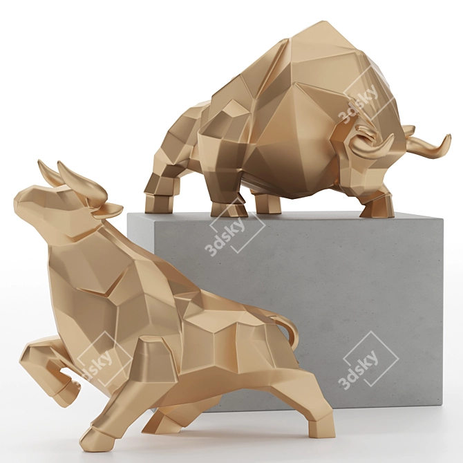 Bull Sculpture 3D Model for Renders 3D model image 5