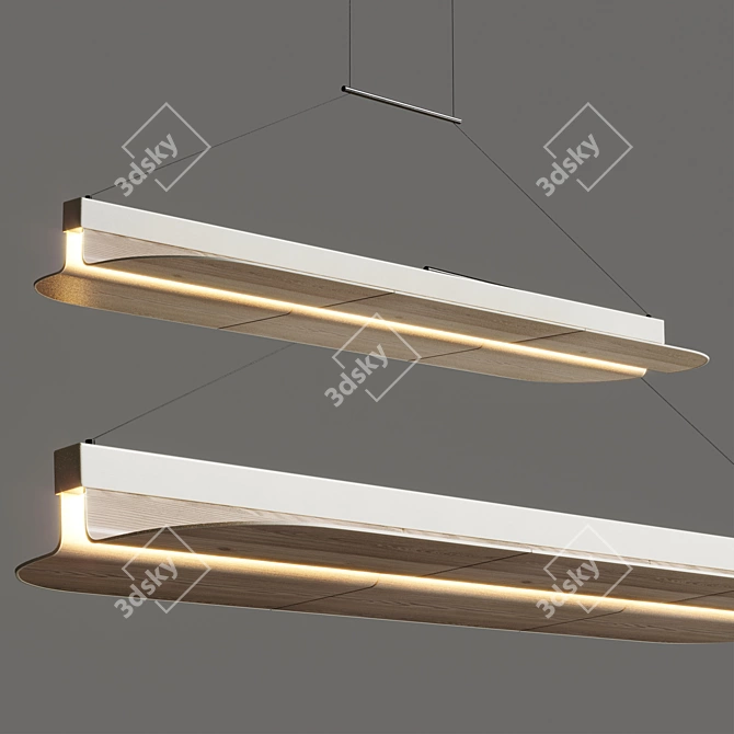 Modern Wood Veneer Pendant Light 3D model image 3