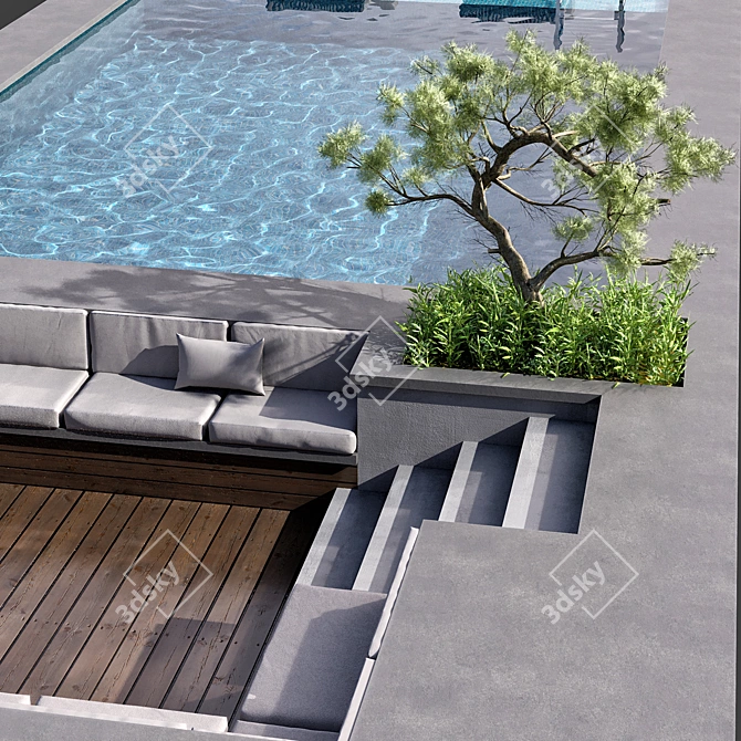 Crystal Clear Pool Rendering Asset 3D model image 4