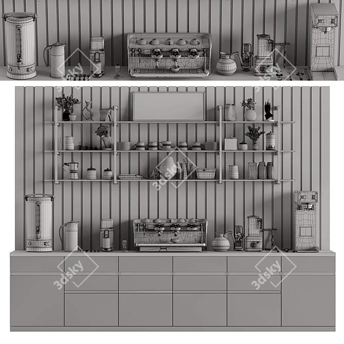 Barista Equipment Set with Accessories 3D model image 3