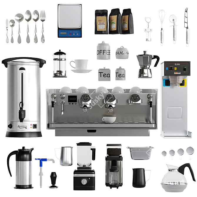 Barista Equipment Set with Accessories 3D model image 4