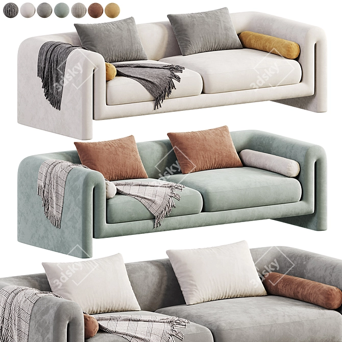 Contemporary Modular Velvet Judo Sofa 3D model image 1