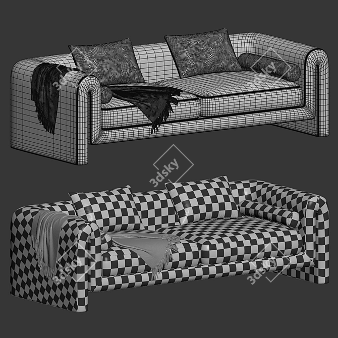 Contemporary Modular Velvet Judo Sofa 3D model image 5