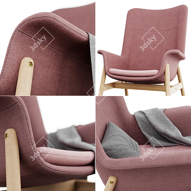 Modern Comfort Armchair with Fabrics 3D model image 3