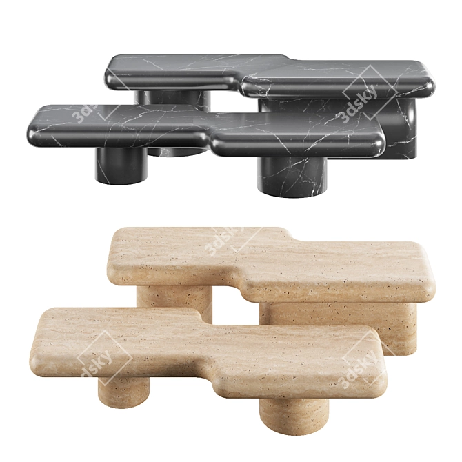 Circuitos Marble Coffee Tables 3D model image 1