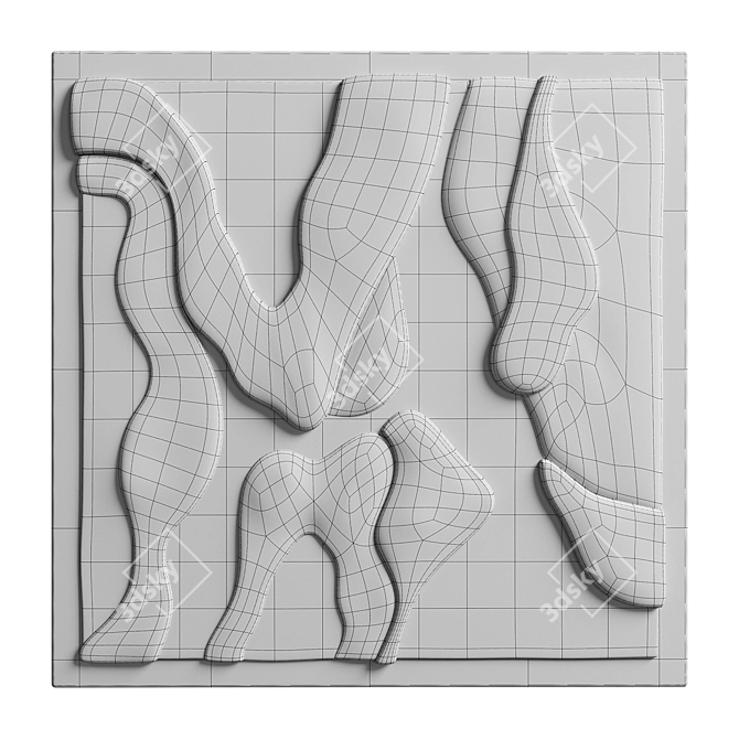 3D Art Relief Wall Decor 3D model image 4