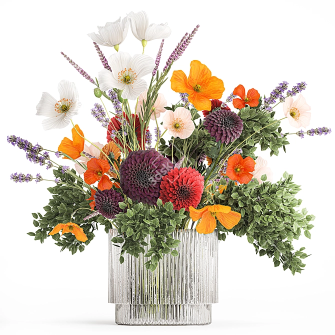 Spring Field Flower Bouquet 3D model image 1