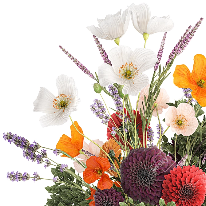 Spring Field Flower Bouquet 3D model image 3