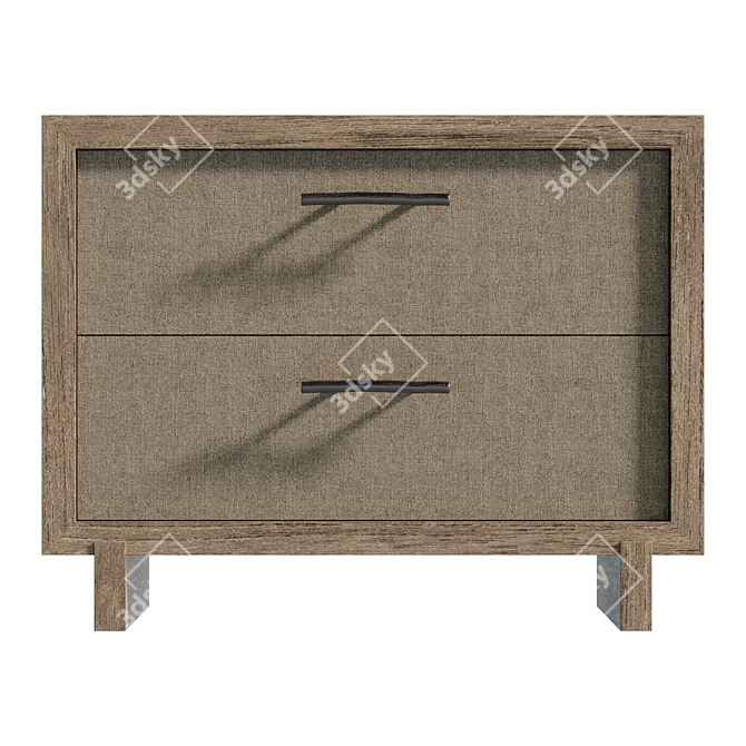 Modern Coastal Woven Nightstand in Light Playa 3D model image 2