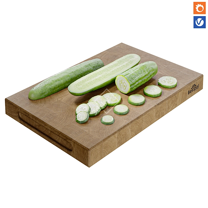 Kitchen Cucumber Board Set 3D model image 1