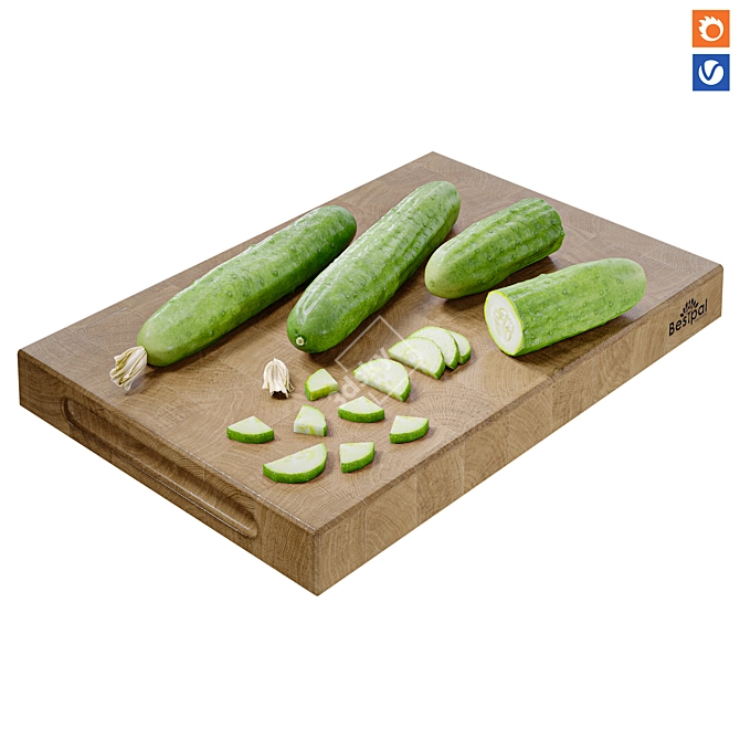 Versatile Cucumber Kitchen Board 3D model image 1