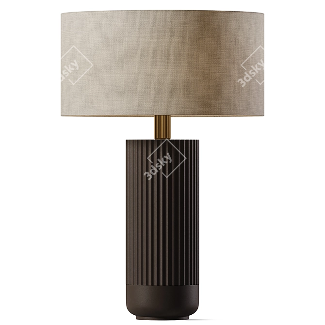 Chocolate Ribbed Concrete Table Lamp 3D model image 1