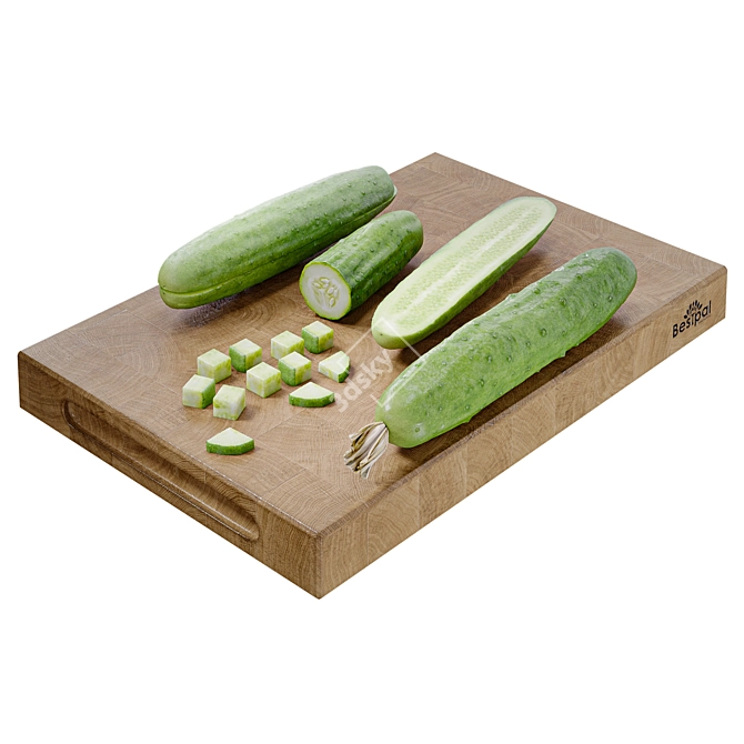 Title: Colorful 3-Material Cucumber Set 3D model image 1