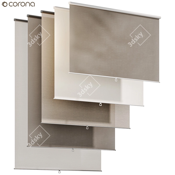 Modern Roller Blinds Curtains 02 3D model image 2