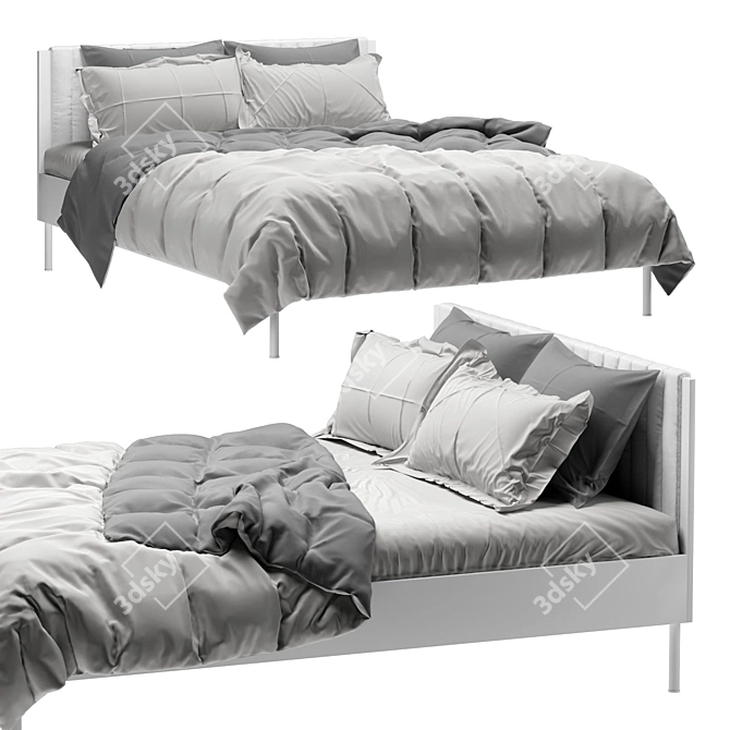 Storage Bed with Soft Headboard 3D model image 2