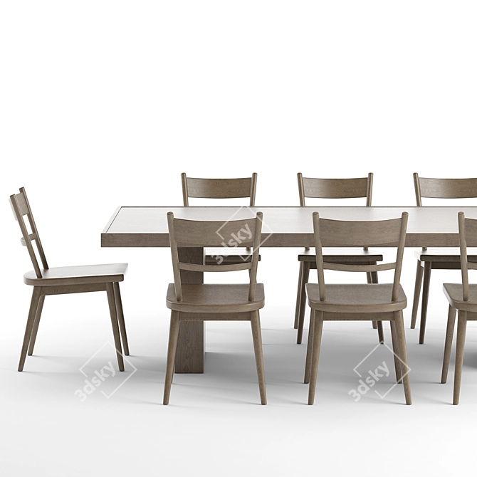 Wooden Dining Set with Arno Chair 3D model image 3