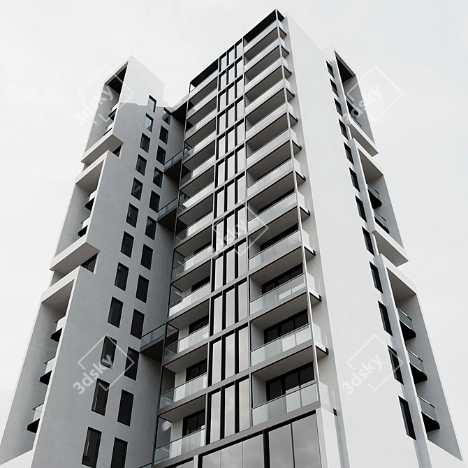 Modular Residential Building Model 3D model image 3