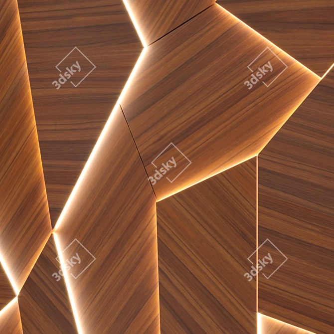 American Walnut 3D Wall Panel 3D model image 4