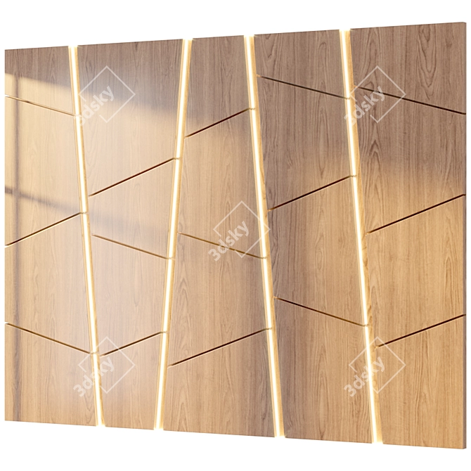 European Oak Diagonal Lit Panel 3D model image 5