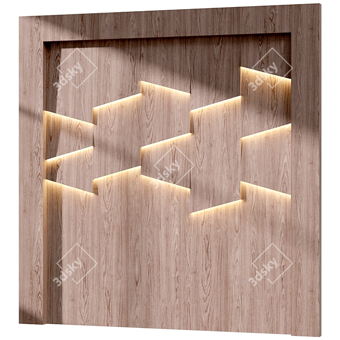European Oak 3D Wall Panel 3D model image 1