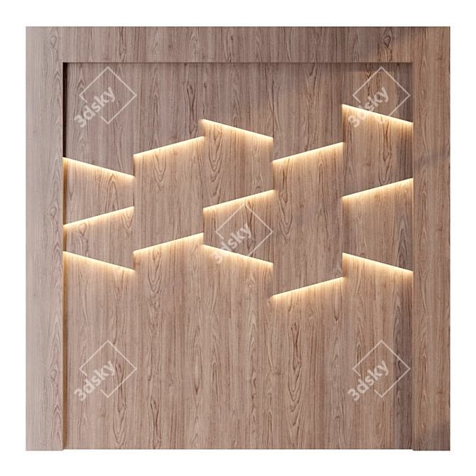 European Oak 3D Wall Panel 3D model image 3