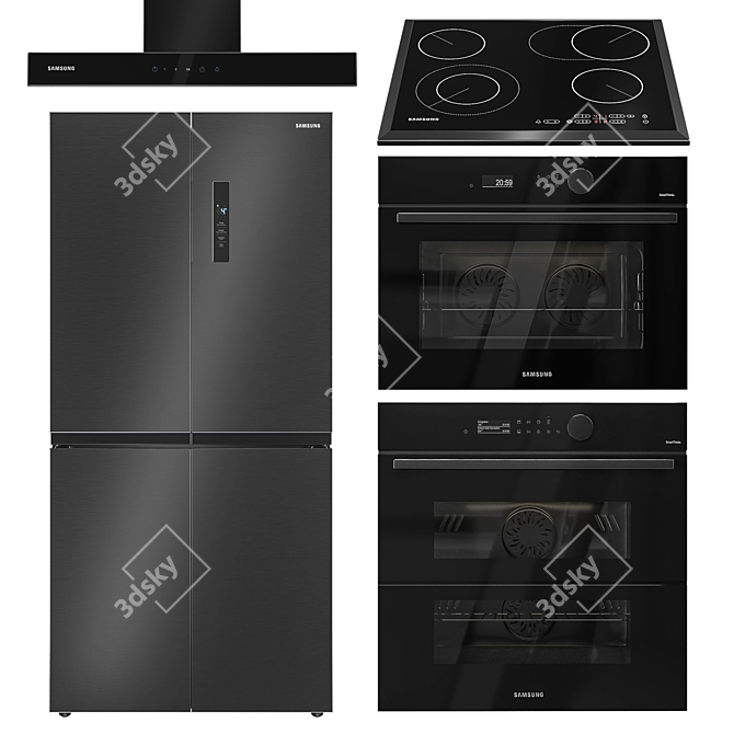 Samsung Kitchen Appliance Set 3D model image 1