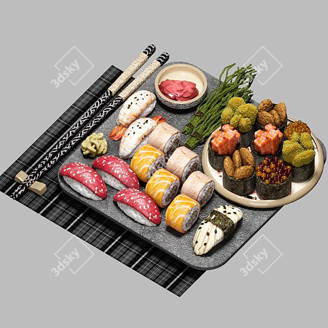 Japanese Style Food Set 3D model image 2