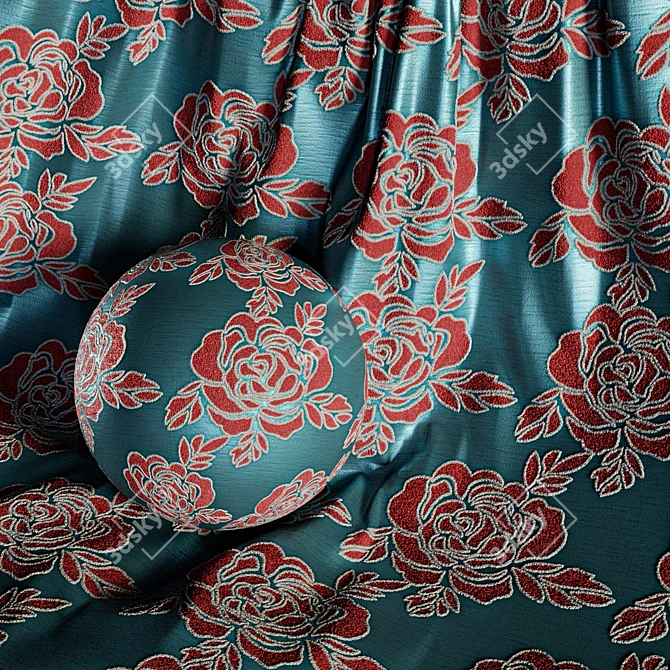 Damask Brocade Fabric Material Set 3D model image 2