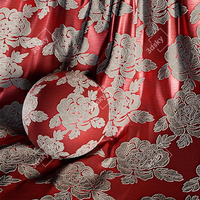 Damask Brocade Fabric Material Set 3D model image 3