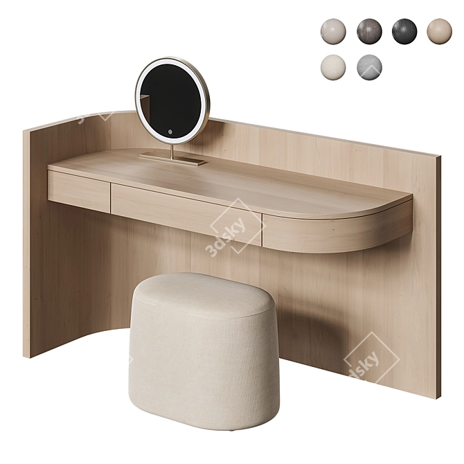 Elegant Vanity Table with Mirror 3D model image 1