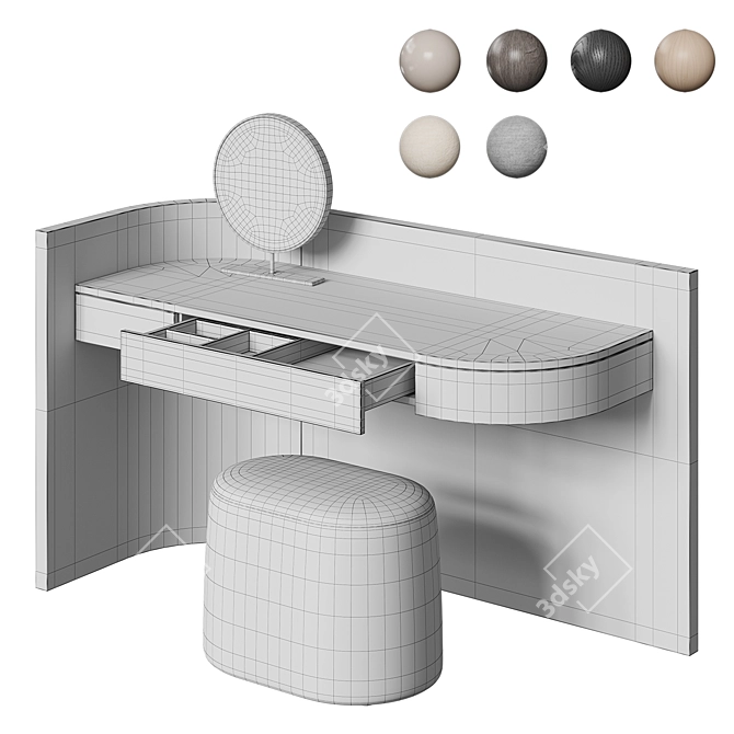 Elegant Vanity Table with Mirror 3D model image 6