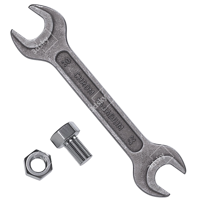 Chrome-Vanadium Wrench Kit 3D model image 1