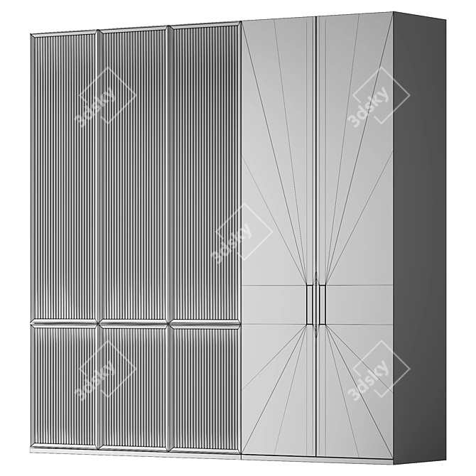 Custom Modern Cabinet with Acrylic Stone & Wood façades 3D model image 4