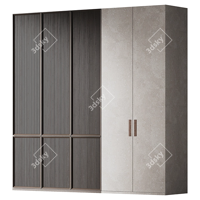 Custom Modern Cabinet with Acrylic Stone & Wood façades 3D model image 5