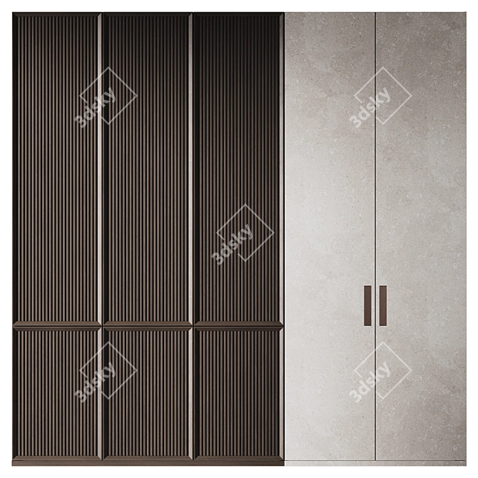 Custom Modern Cabinet with Acrylic Stone & Wood façades 3D model image 8