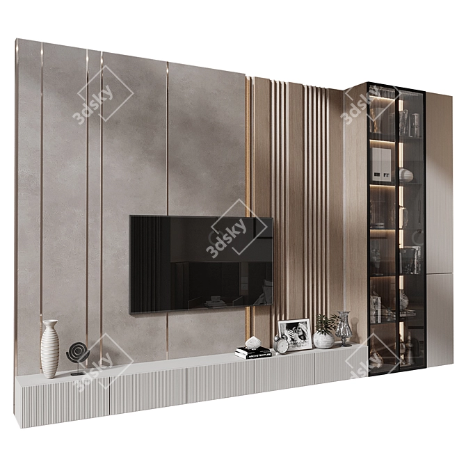  Modern TV Wall Decor Shelf 3D model image 2