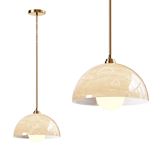 Windham Alabaster Dome Pendant: Elegant Lighting 3D model image 1
