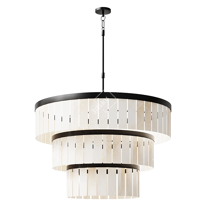Windham Alabaster 3 Tier Chandelier 3D model image 1