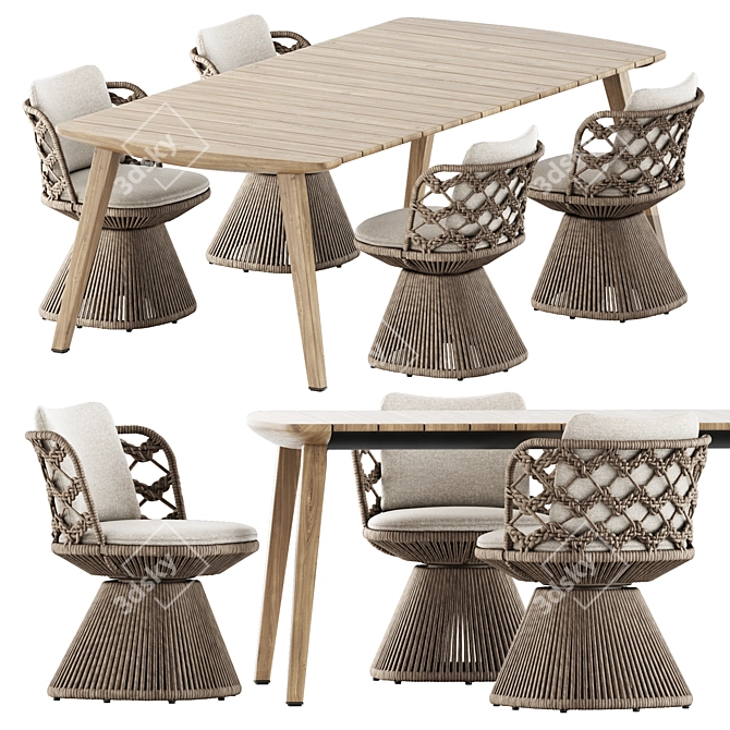 Modern Outdoor Dining Set: Flair O' Chair & Fynn Table 3D model image 1