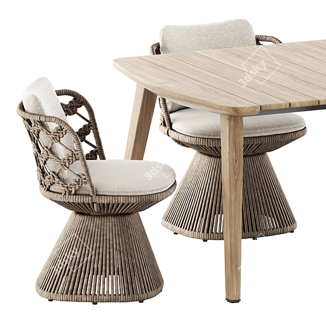 Modern Outdoor Dining Set: Flair O' Chair & Fynn Table 3D model image 3