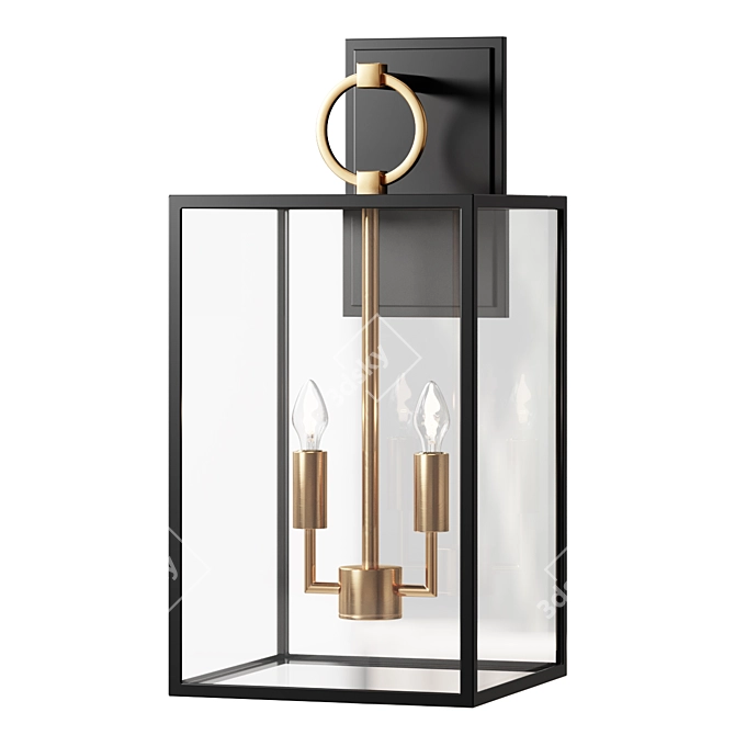 Manor Glass Iron Outdoor Sconce 3D model image 1