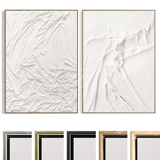 Plaster Dual Photo Frames Set 3D model image 1