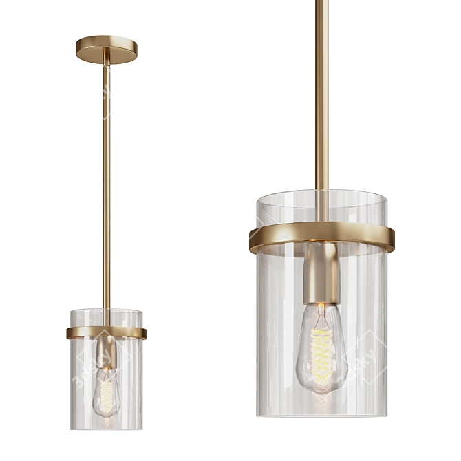 Elegant Glass Pendant Light 3D model image 1