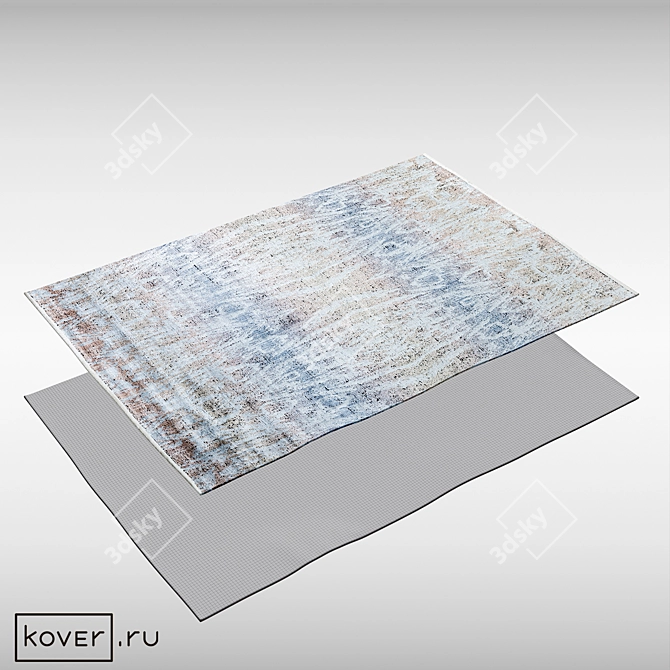 Abstract Ikat Silk Blend Rug 3D model image 2