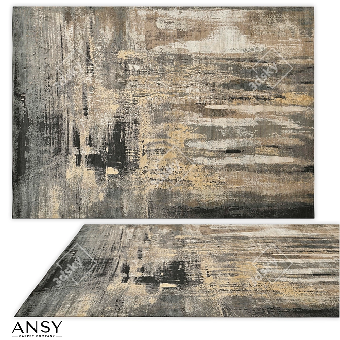 Ansy Strata Modern Handwoven Rug 3D model image 1