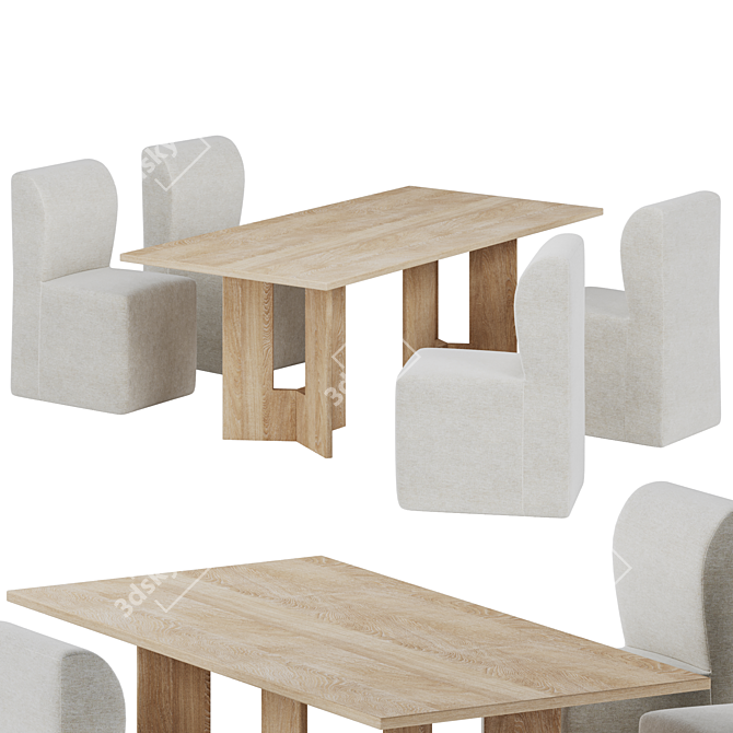 Modern Barwell Dining Set: Table & Chairs 3D model image 1