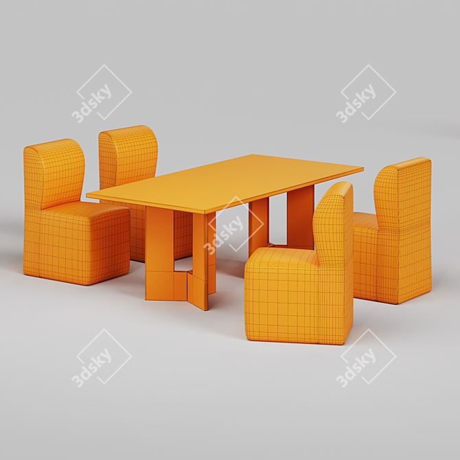 Modern Barwell Dining Set: Table & Chairs 3D model image 5